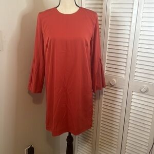 Banana Republic Terracotta Rust Shift Mini Dress with Bell Sleeves.  Size 4